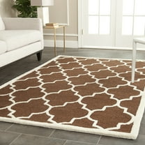 SAFAVIEH Cambridge Kevin Geometric Wool Area Rug, Dark Brown/Ivory, 8' x 10'