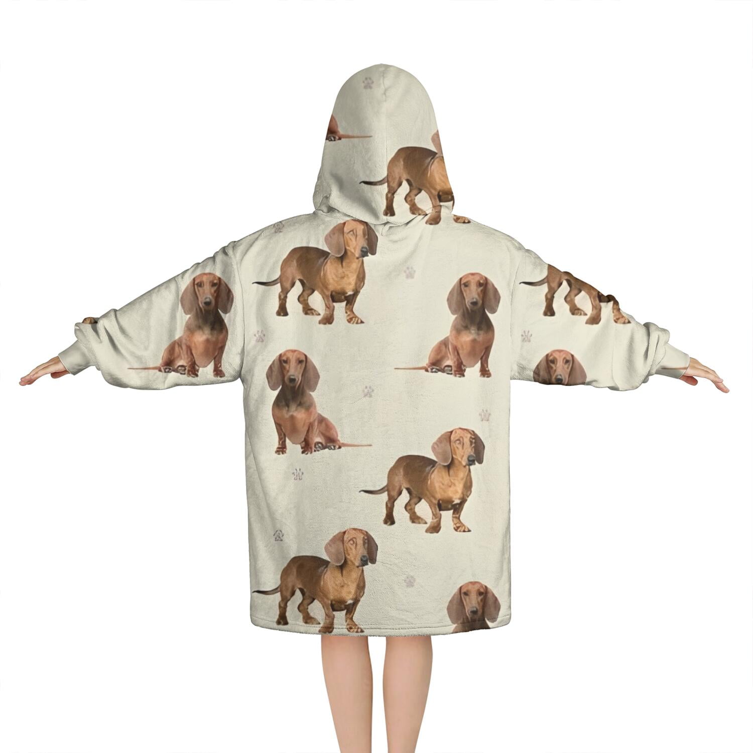 Dachshund Footprint Blanket Hoodies for Kids 6-13YR Oversize Wearable Blanket Hoodies for Boys Girls Teens