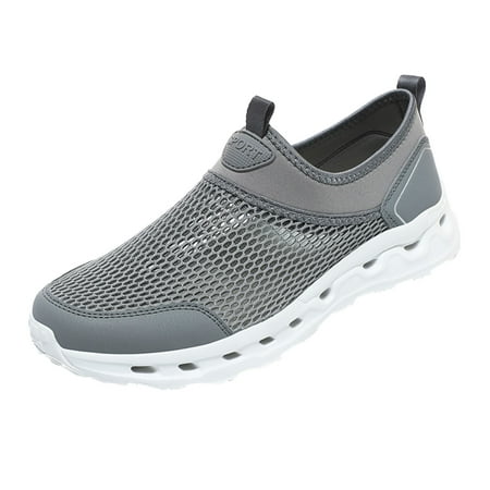 

SEMIMAY Fashion Spring And Summer Men Sports Shoes Flat Bottom Lightweight Hollow Mesh Breathable And Comfortable Casual Style Dark Gray