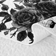 thumbnail image 5 of Homewish Classic Rose Skull Quilt Full for Boys Girls, Monochrome Floral Leaf Skeleton Full Bedspread Sets, 3pcs, 5 of 7