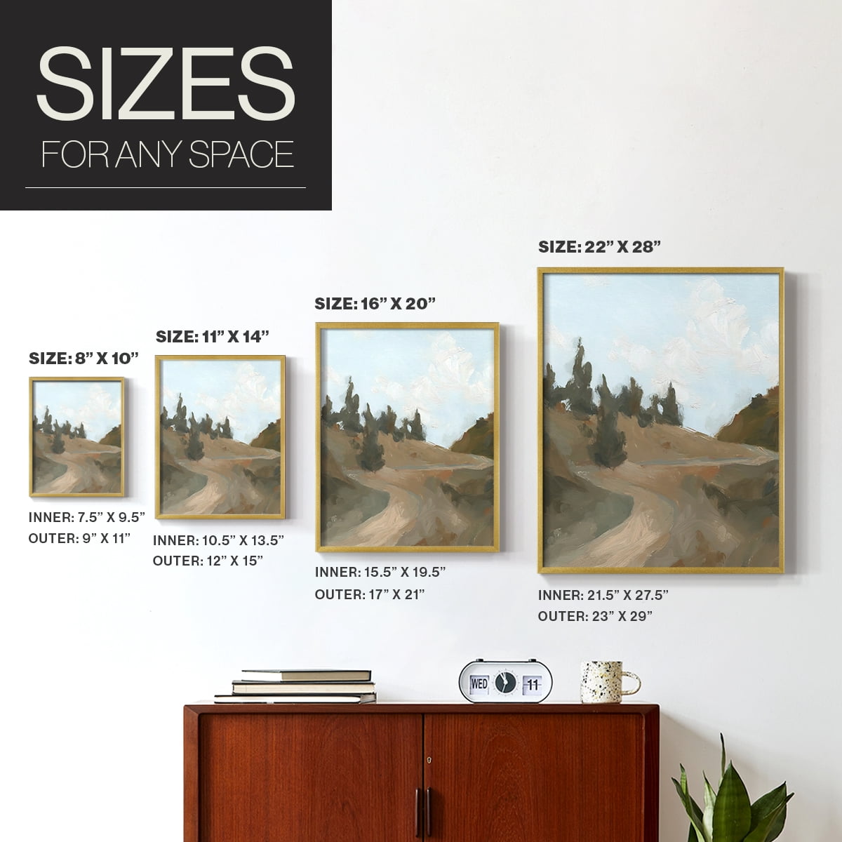West Fork Hiking Trail IV Framed Print in Gold Solid Wood 16 x 20 Framed Print