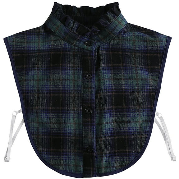 LoudSung False Collar Detachable Blouse Fake Collar Half Shirts Collar Plaid Designed Cotton Top Elegant for Women Girls