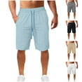 thumbnail image 1 of JDQJBZ Men's Casual Linen Shorts Stripe Print Drawstring Pocket 5 Inch Summer Shorts, 1 of 5
