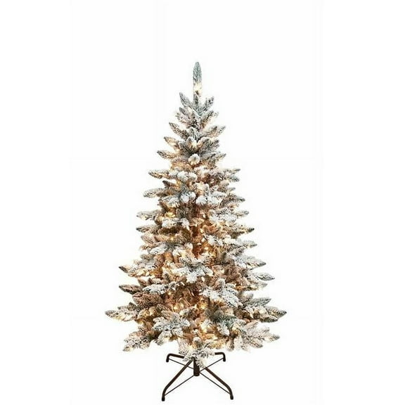 KSA 5' Pre-Lit Snow Pine Artificial Christmas Tree, Clear Lights