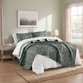 thumbnail image 3 of Regency Heights King Quilt Set, 3-Piece Reversible Bedspread Coverlet Set, Olive Quilted Bedding Set with Shams for All Season, 3 of 9