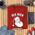 thumbnail image 2 of Big Nick Energy Christmas T-Shirt for Women - Funny Santa Claus Face Xmas Gifts Humor Costumes | Comical Graphic Tee (Red), 2 of 3