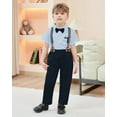 thumbnail image 2 of SANMIO Toddler Baby Boy Clothes Suit Gentleman Wedding Formal Dress Outfits,  Shirt with Bowtie + Suspender Pants 1-5 Years, 2 of 6