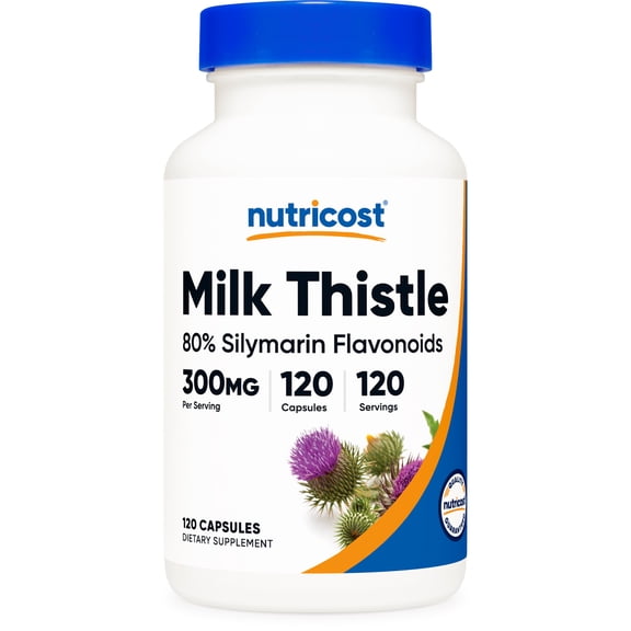 Nutricost Milk Thistle Capsules 300mg, 120 Capsules (80% Silymarin) - Gluten-Free & Non-GMO