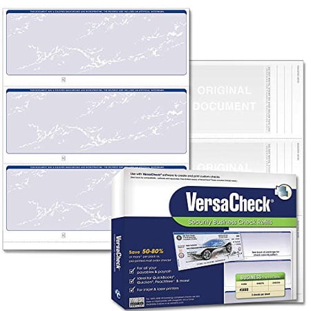 VersaCheck Secure Checks - 1500 Blank Business Checks - Blue Prestige - 500 Sheets Form #3000 - 3 Per Sheet