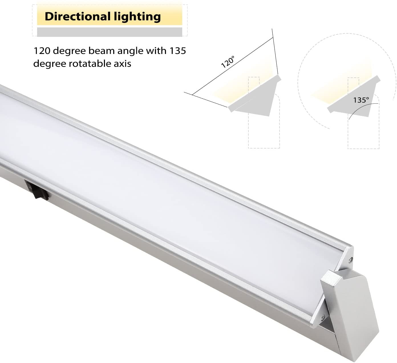 2 Pack LED Under Cabinet Lighting, 120V Rotatable Lens, Aluminum Housing, 3000K Warm White, 14" Inch, Kitchen Study Light