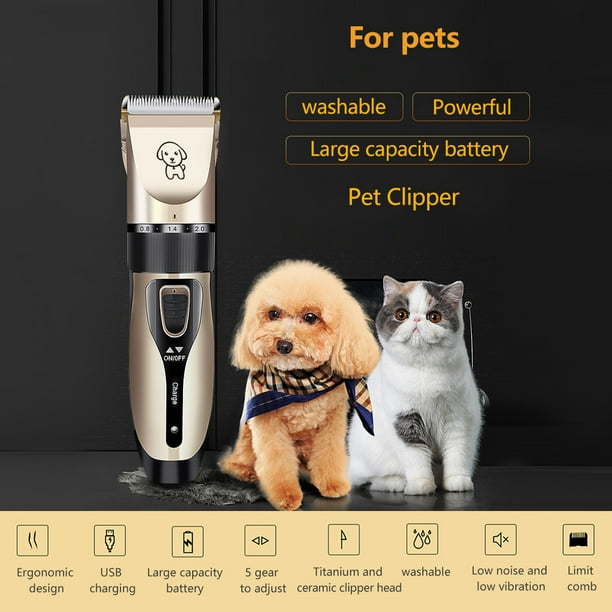 Kit de tondeuse à chat pour chien de compagnie rechargeable par USB propreté