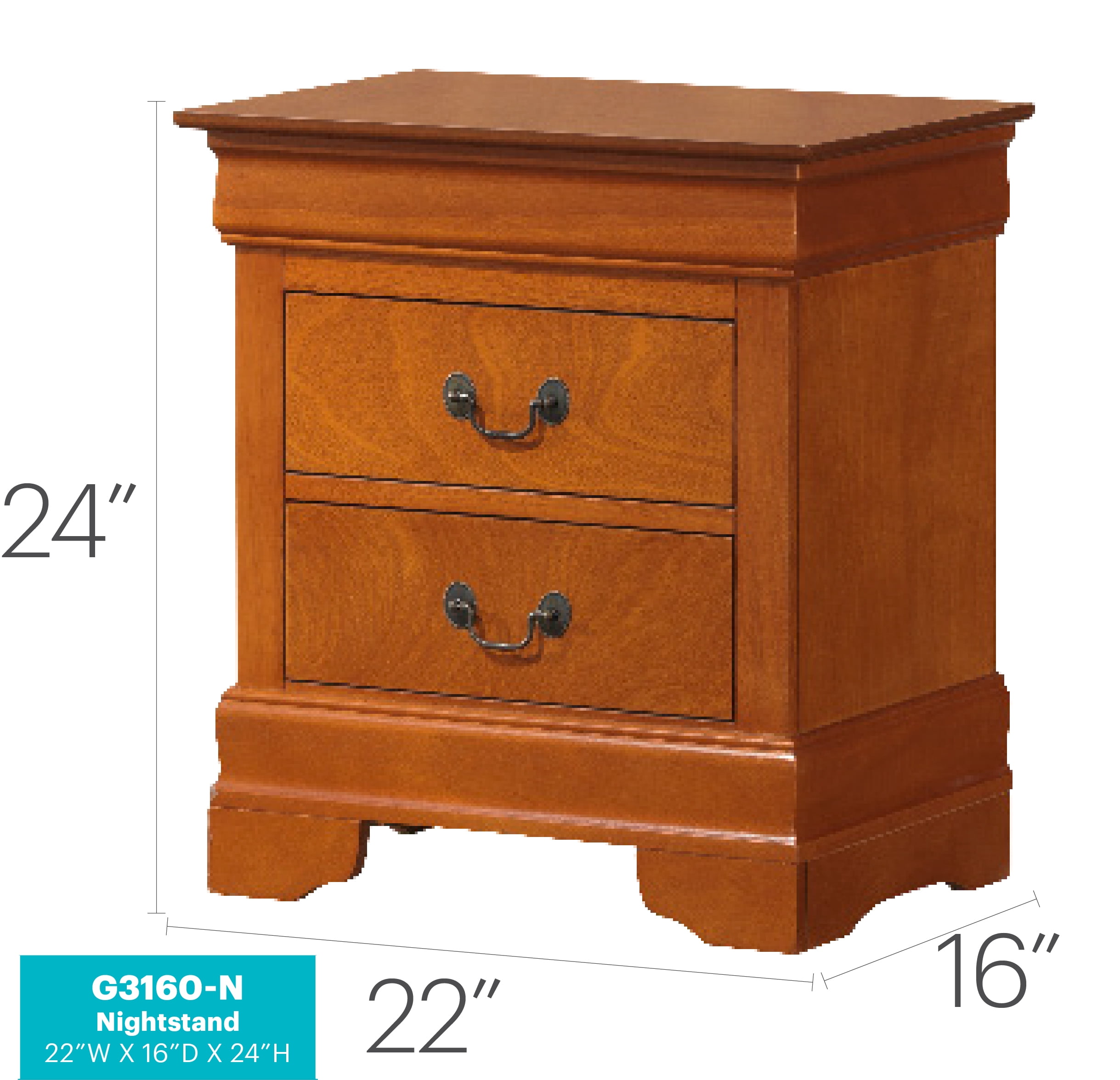 Glory Furniture Louis Phillipe G3160-N Nightstand , Oak