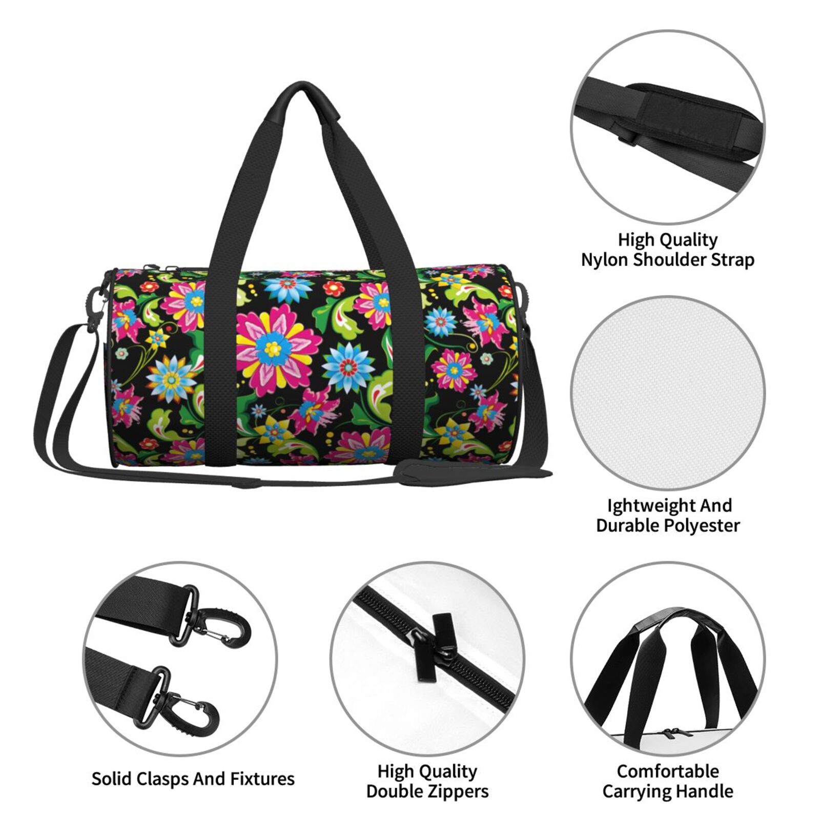 Vsdgher Vector Mexican Otomi Style Bright 45L Foldable Duffel Bag, Sports Gym Bag,Overnight Bag, Portable Weekender Bag for Airplanes