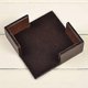 thumbnail image 1 of Leather Pub Drink Coasters Square Saucer For Coffee Cup, Cup Mats Coaster Set Of 6 With Saucer Stand, 1 of 2