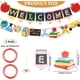 thumbnail image 2 of 2 juegos de decoraciones de pancartas de bienvenida al colegio, letreros para el primer día de clases, guirnaldas de banderines, boletines, lápices, banderas colgantes, fondo, 2 of 6