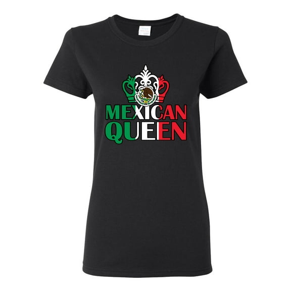 Wild Bobby Mexican Queen Latin Pride Women Graphic Tee, Black, Small
