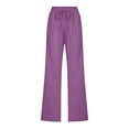 thumbnail image 6 of Lenago Pants for Women Solid Color Long Pants Fashion Elastic Waist Drawstring Women's Pants Straight Leg Pants Loose Comfy Sports Casual Full Length Pants With Pockets Trousers Jogger Pant, 6 of 6