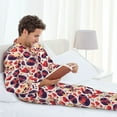 thumbnail image 6 of Lsque rock Skull record heart Pattern Long Sleeve Pajama Set for Men - Soft 2-Piece Sleepwear and Loungewear Set with Pockets, Comfy Nightwear-X-Large, 6 of 7