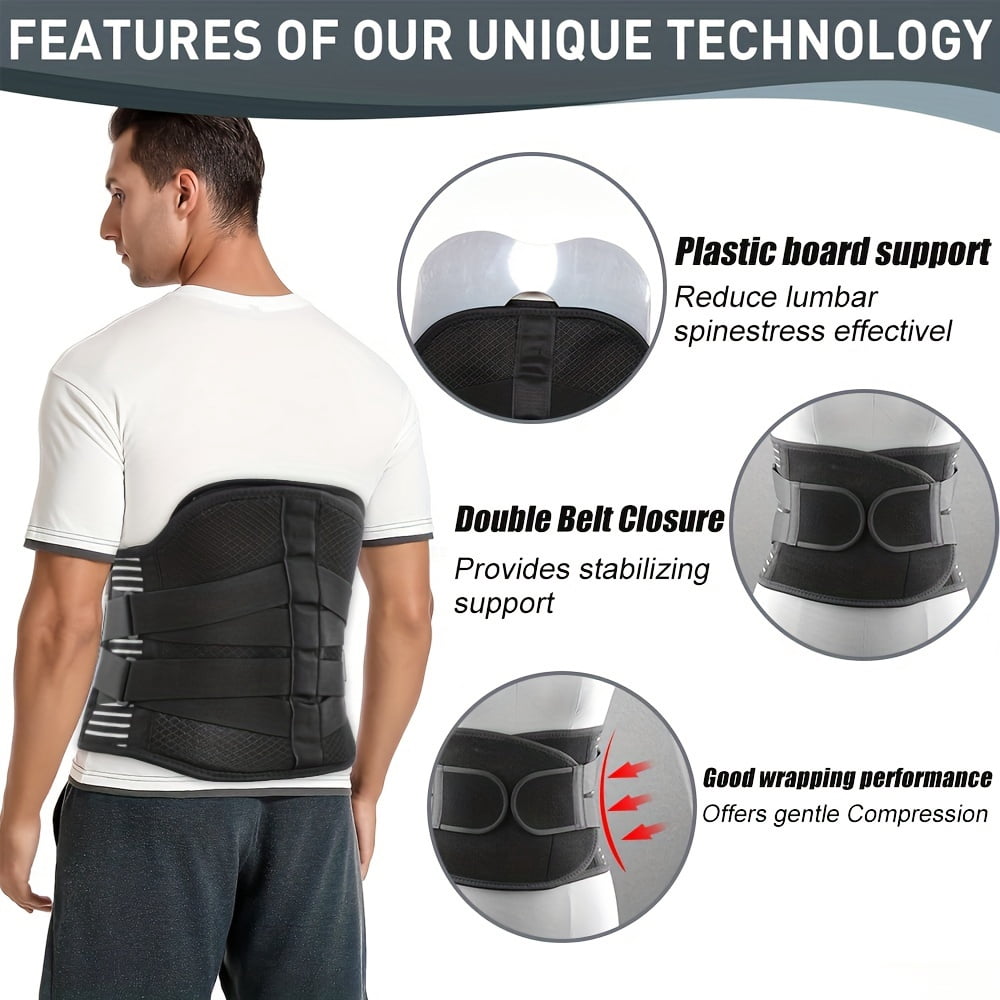 Lumbar Back Brace with Removable Pad, Adjustable Lower Back Pain Relief Support for Men and Women, Comfortable Support Belt Ideal for Lower Back Pain, Sciatica, Scoliosis