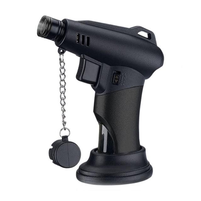 Refillable Butane Torch Lighter Kitchen Cooking Lighter With Safety Lock Adjustable Flame For Camping BBQ Candles Outdoor Use Electronic Ignition Pocket Lighter Practical Tool
