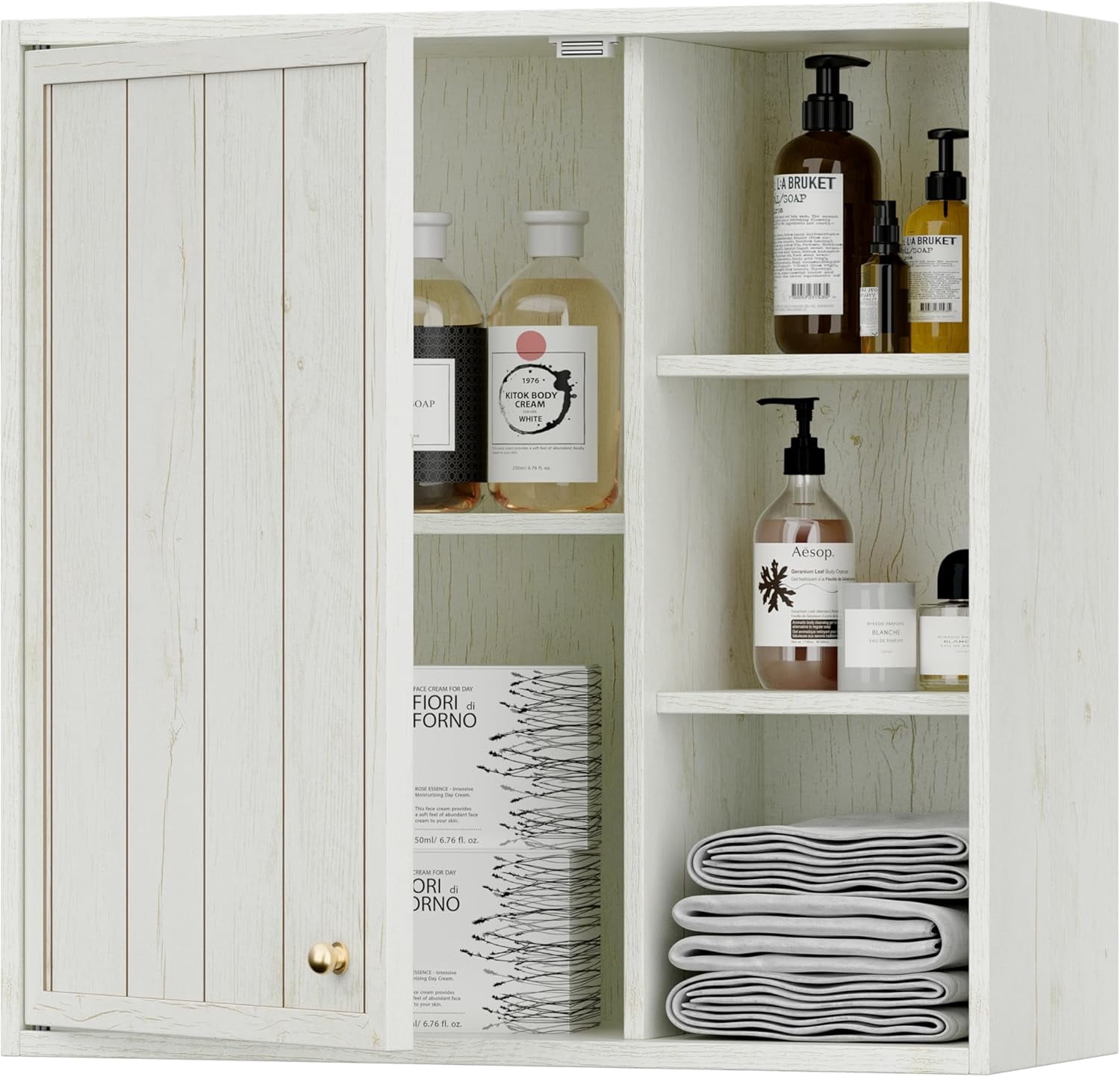 ANHDAH Bathroom Wall Storage Cabinet with Door and Adjustable Shelf, Over the Toilet Storage Cabinet for Kitchen, Laundry, White