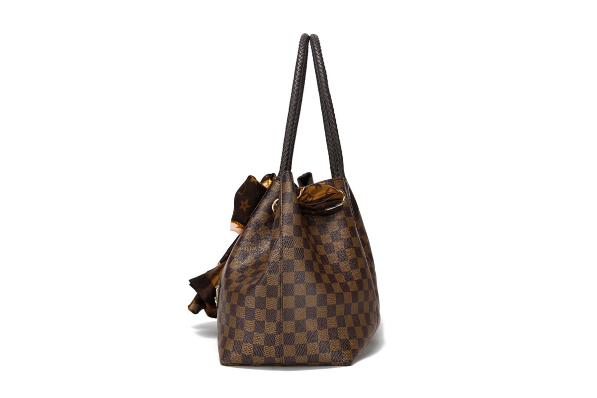 RICHPORTS Checkered Tote Shoulder Bag with inner pouch - PU Vegan Leather 