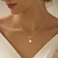 thumbnail image 5 of Turandoss Pearl Necklaces for Women GirlDainty Gold Choker Clover Cubic Zirconia Necklace Pearl Bridal Drop Simple Elegant Gold Pendant for Her Jewelry Wedding Gift Easter, 5 of 8