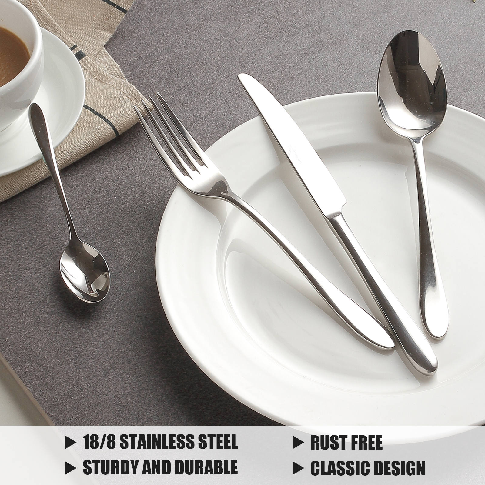 AMBLER 48-Piece Stainless Steel Silverware Set for 8 photo 6