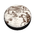 thumbnail image 3 of Gaeub Western Desert Cowboys3 14-17in Tire Cover, Spare Tire Cover, for Camper Caravan, Trailer, Car, Truck, SUV, Jeep - 16 inch, 3 of 9