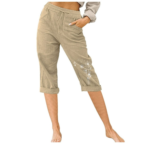 WILLBEST Pantalones Casuales para Mujer, de Moda, con Cintura Elástica, Cómodos, para Playa, para Uso Diario. Grande