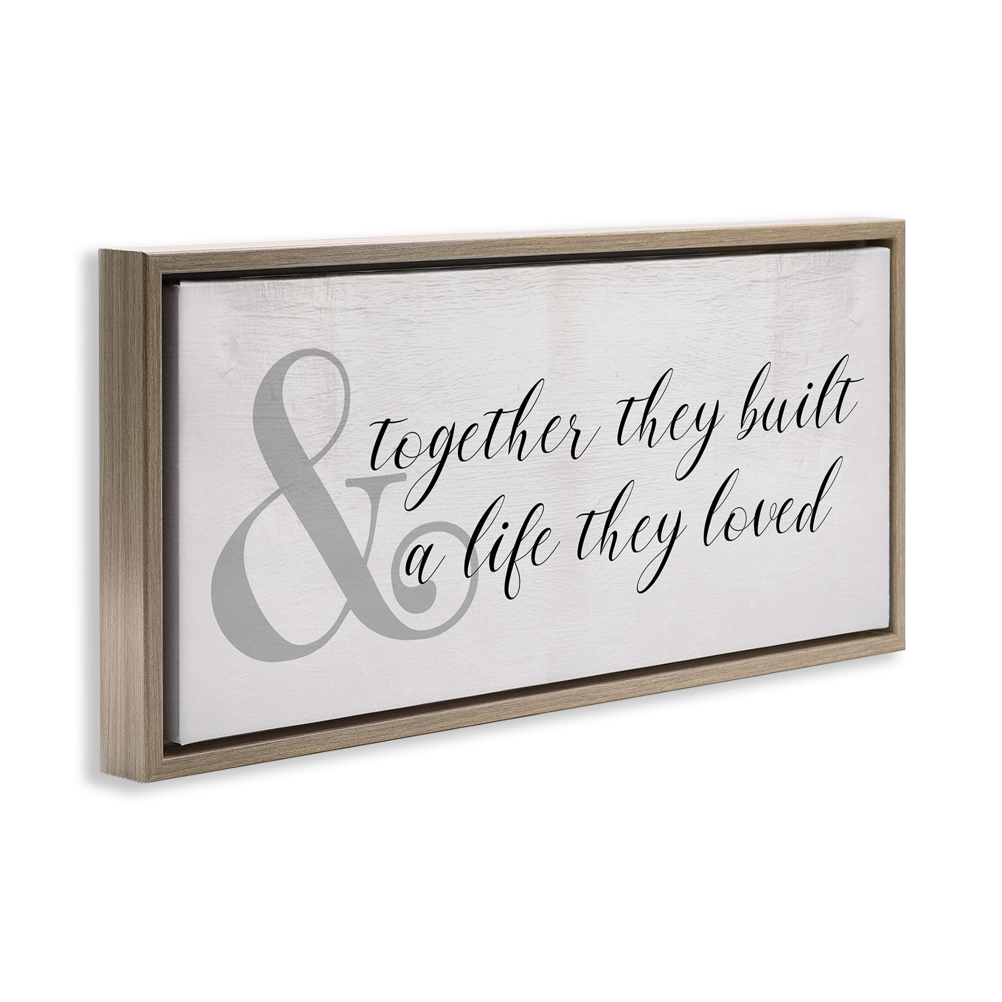 Stupell Industries Rustic Romance with Ampersand Typography Painting Brown Floater Framed Canvas Art Print Wall Art, 31 x 14