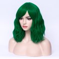 thumbnail image 4 of RightOn 14'' Green Wig Short Curly Wig with Bangs Green Hair Wigs Women Girls Dark Green Wig with Wig Cap, 4 of 6