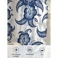 thumbnail image 6 of Sheer Curtains 45 inches Long, Abstract Paisley Pattern Retro Blue Ethnic Flowers Light Filtering Sheer Window Curtains Rod Pocket Voile Drapes for Bedroom Living Room, 52"W x 45"L 2 Panels, 6 of 7