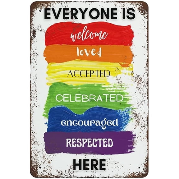 Retro Classroom Metal Poster, Everyone Is Welcome Here Tin Sign, Vintage Wall Decor Plaque for Home Kitchen Office Bar Gym, 8x12 Inch