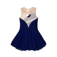 thumbnail image 5 of Zaldita Kids Girls Shiny Rhinestone Sleeveless Figure Ice Roller Skating Dress Gymnastic Tutu Skirted Navy Blue 14, 5 of 6