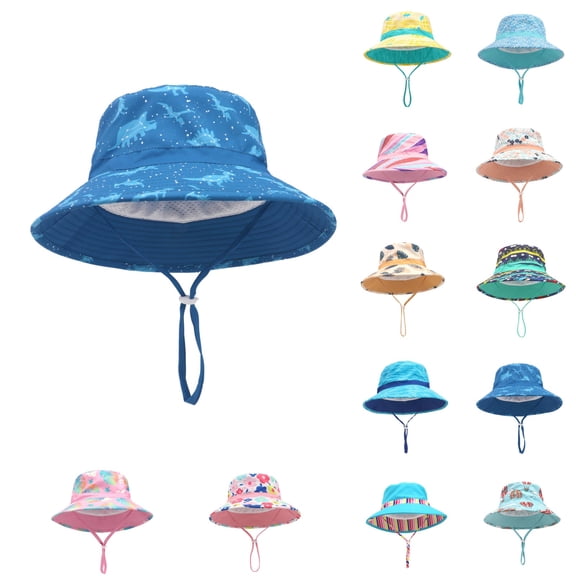 YHAJDS Kid Fishing Safari Hat Print Cotton Adjustable Breathable Bucket Hat for Boys Girls