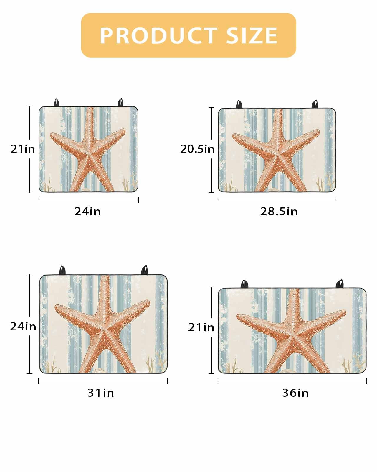 nqOlkjepod Large Induction Cooktop Protector Mat 36"x21", Coastal Starfish Stove Top Covers for Electric Stove, Ocean Watercolor Coral Stripe Stove Burner Cover Mats, Glass Top Stove Cover