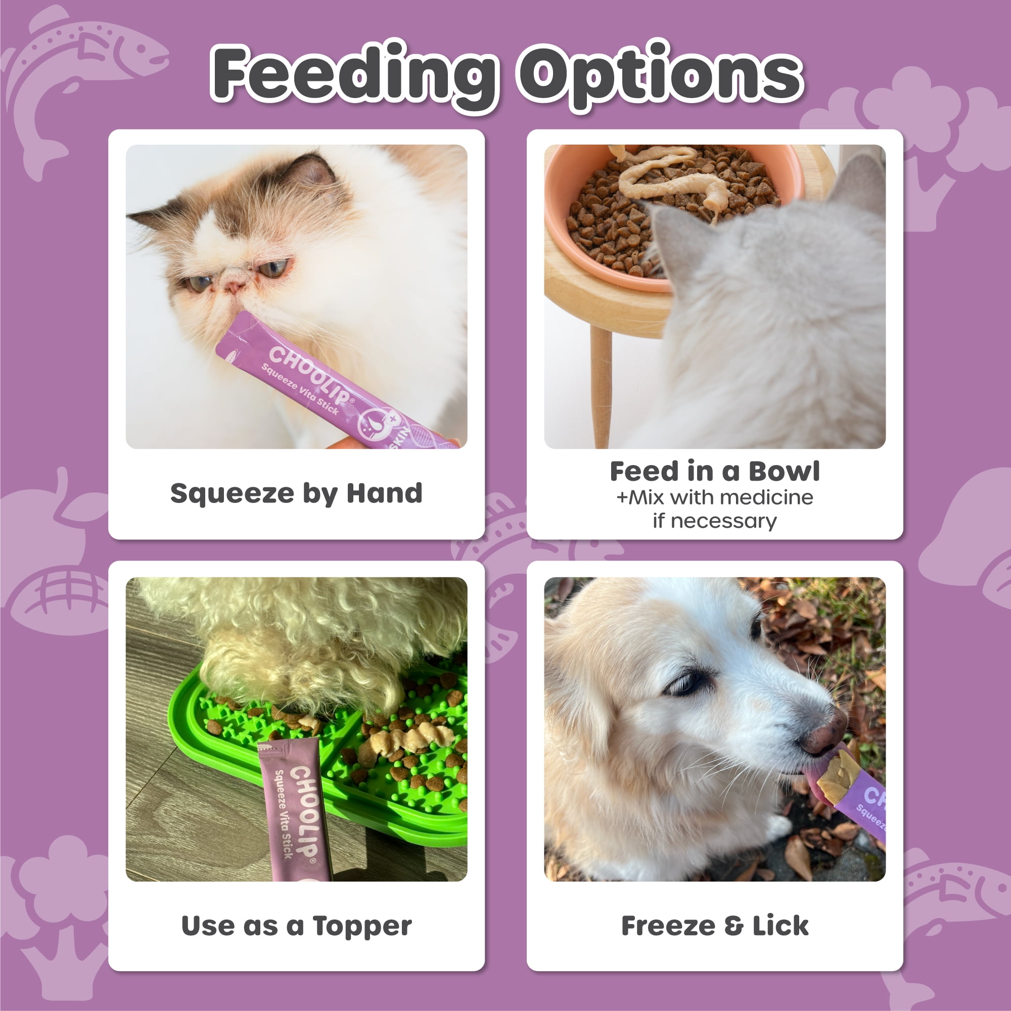 Choolip Vita Stick Skin and Coat Support Lickable Treats for Cats & Dogs, 25.9 oz (7 Pouches, 49ct)