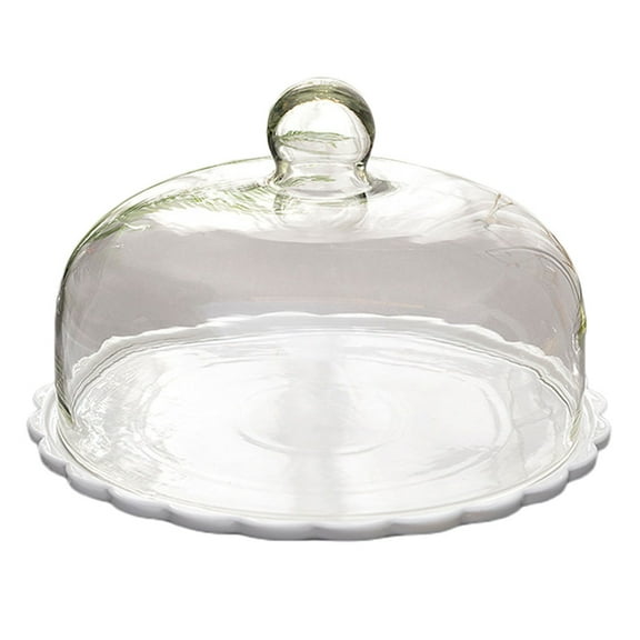 Nuolux Cake Dome Cover Glass Food Stand Dessert Display Plate Serving Platter Cloche Cupcake Clear Cheese Tray Lid Server