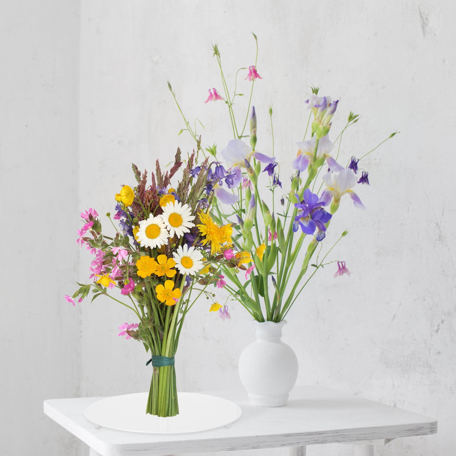 FONDOTIN Floral Bouquet Supplies Desktop Bouquet Display Holder 1Pcs White Iron Stabilization Rack