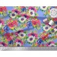 thumbnail image 2 of Soimoi Silk Fabric Leaves,Lotus & Anemone Floral Decor Fabric Printed Yard 42 Inch Wide, 2 of 3