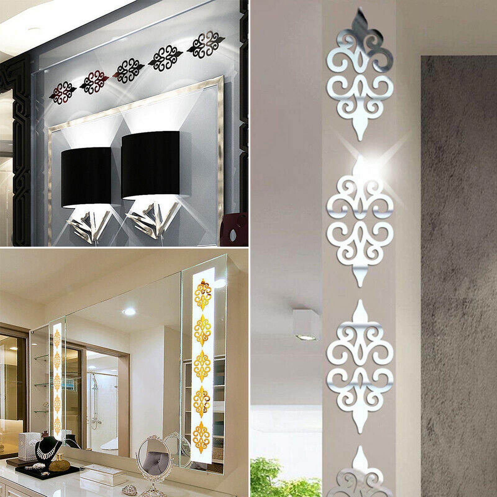 Gold Fire Modern Top Acrylic Plastic Mirrors Wall Art ROOM Decal Decor Stickers 