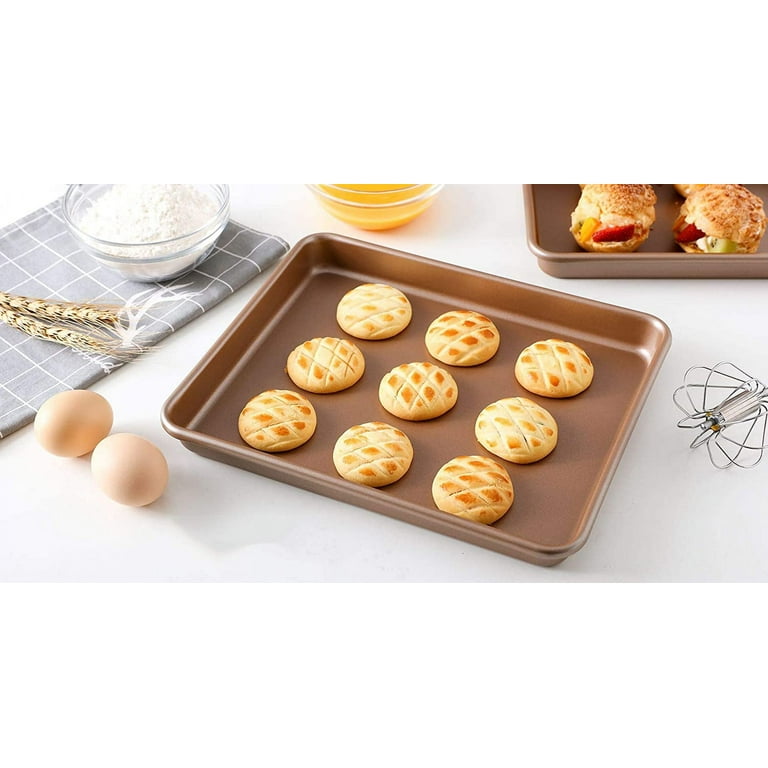 TWSOUL Baking Sheets Pan Nonstick Deep Baking Trays,11X9 Inch Cookie Sheet  Replacement Toaster Oven Tray,Non Toxic & Heavy Duty & Easy Clean
