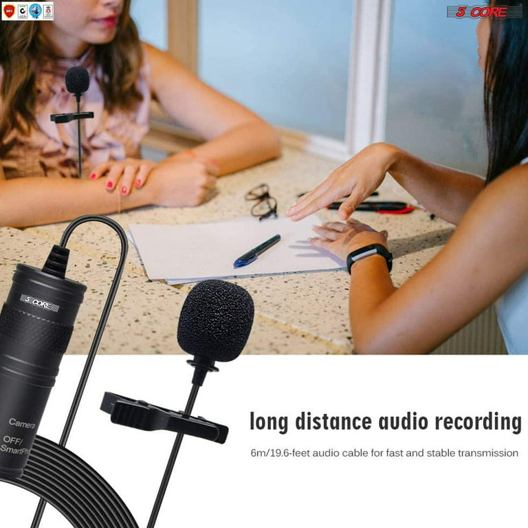 Small Lavalier Microphone with Clip - Lav Lapel Mic for Camera Phone iPhone  iOS Android PC Laptop Video Recording - Noise Cancelling 3.5mm Jack
