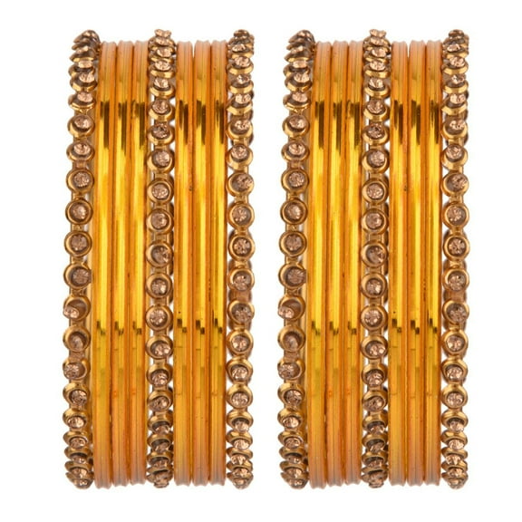 Efulgenz Indian Bangles Set Metal Bangles One Dozen Plain Glossy Alloy Bangles with Crystal Oxidized Bangles Bohemian Bracelet Bollywood Party Wedding Jewelry Indian Bangles for Women (18 Pcs)