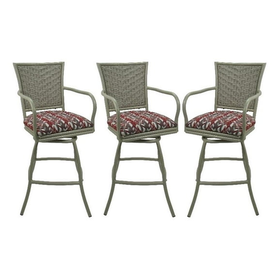 Set of 3 - Outdoor Indoor Counter 26" Bar Stool - Erin on Beige Frame