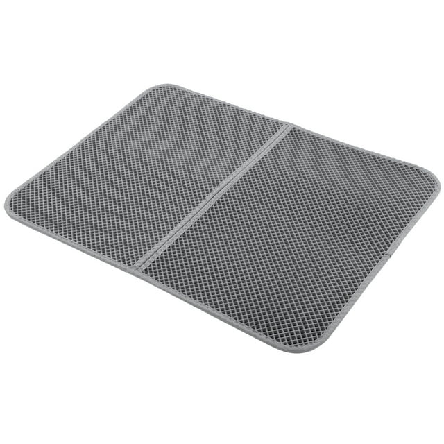Alfombrilla para atrapar arena para gatos de doble capa EVA, almohadilla de control de dispersión para receptor de arena suave antideslizante (gris L)