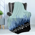 thumbnail image 4 of Silhouette Soft Flannel Fleece Blanket, City Houses Business Skyline Urban Outdoor Scene Illustration, Cozy Plush for Indoor and Outdoor Use, 50" x 70", Black Seafoam and Blue Grey, by Ambesonne, 4 of 5