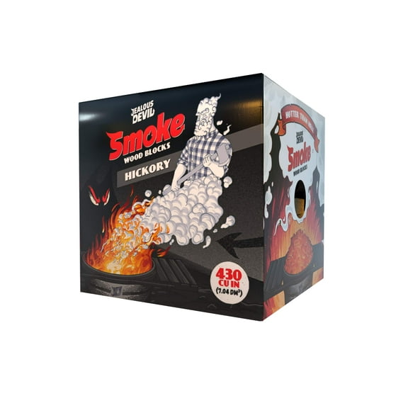 Jealous Devil Smoke Hickory Wood Blocks 430 Cu. In. - 100% Natural Wood Chunks for BBQ and Grilling