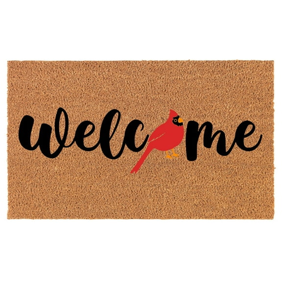 Welcome Doormat Coco Coir Door Mat Gift Welcome Red Cardinal Bird (24" x 16")